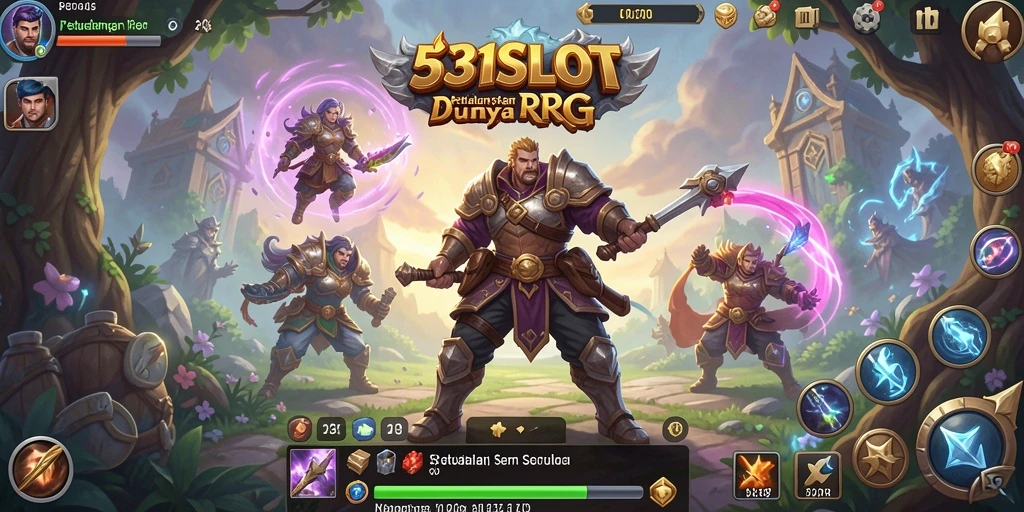 Tangkapan layar gameplay dari 531SLOT yang menampilkan pertempuran epik dan karakter yang beragam.