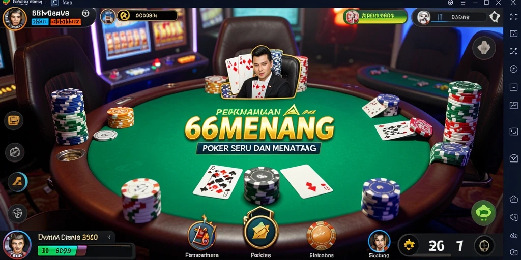 Screenshot gameplay 66MENANG menampilkan suasana permainan Poker yang sangat mendebarkan.