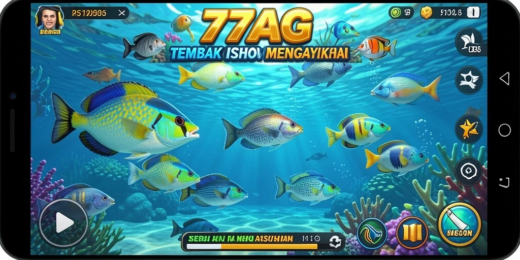 Tangkapan layar menunjukkan gameplay seru dari 77AG saat menembak ikan.
