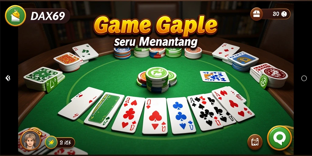 Tampilan seru dari gameplay Gaple DAX69 yang menantang.