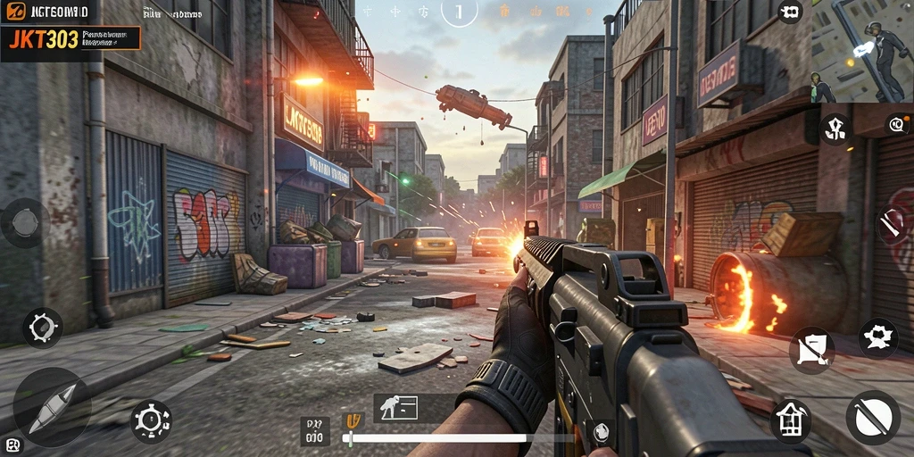 Screenshot gameplay <strong>JKT303</strong> menampilkan aksi pertempuran yang mendebarkan.
