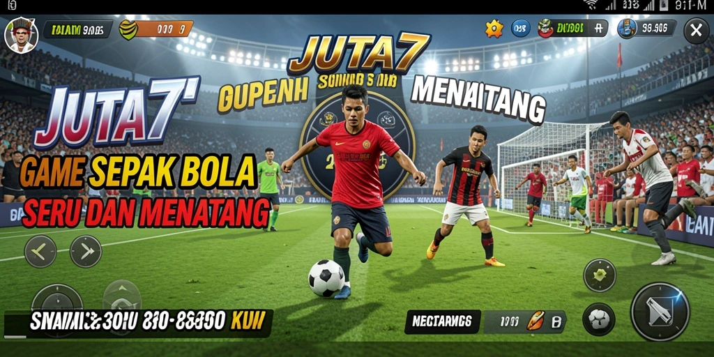 Gameplay seru JUTA7 menghadirkan aksi sepak bola yang menegangkan.