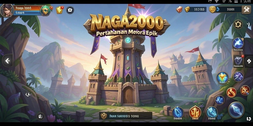 Tampilan gameplay <strong>NAGA2000</strong> yang menghadirkan pertahanan menara menawan.