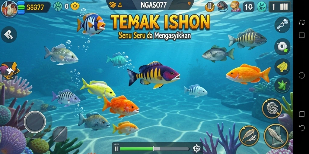 Screenshot menunjukkan momen seru saat menembak ikan di NGASO77.