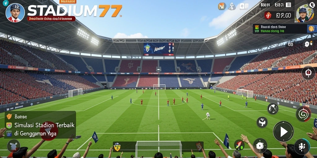 Tampilan utama gameplay STADIUM77 yang menampilkan stadion unik.