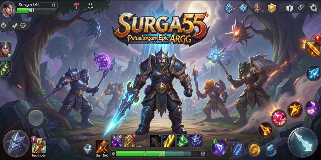 Tampilan gameplay SURGA55 yang menegangkan dalam pertarungan ARPG.
