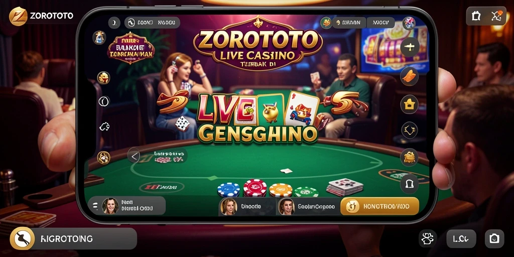 Gameplay ZOROTOTO yang menampilkan dealer langsung dan suasana kasino yang mengasyikkan.